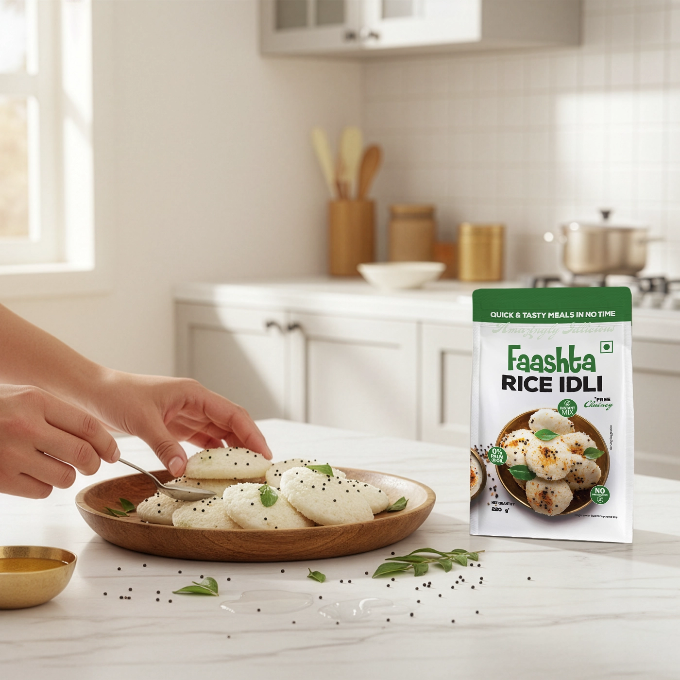 Rice Idli & Coconut Chutney